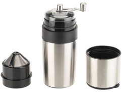 mini cafetiere manuelle nomade avec gobelet isotherme pour café dans voiture bus train