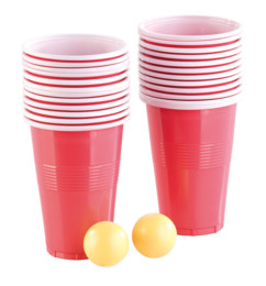 Set Complet Beer Pong - Tapis 180x60 Cm, 22 Tasses, 6 Balles, Règles, Pour Fêtes Intérieur/extérieur
