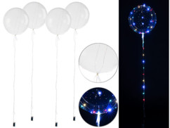 Pack de 4 ballons transparents Ø env. 20 cm avec guirlande à 40 LED - Colorées