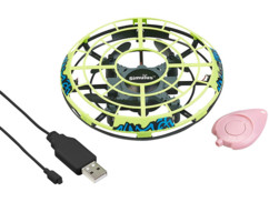 mini drone pour enfant forme ovni vert avec led capteur infrarouge et stabilisateur automatique simulus