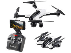 Drone quadricoptère compact et pliable avec caméra hd 720p et controle par telecommande ou application smartphone iphone Simulus gh4 cam