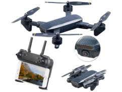 mini dorne pliable quadricoptere gh55 avec 2 cameras hd et stabilisateur flux optique simulus