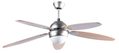 ventilateur de plafond métal et bois 132cm style avion avec plafonnier VT997