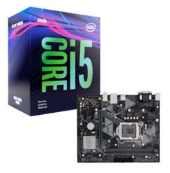 Kit avec une carte mère Gigabyte Z370M DS3 et un processeur Intel Core i5 9400F.