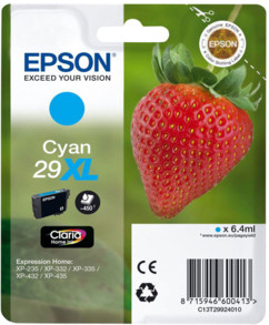Cartouche originale Epson N°29 Fraise Série XL T2992 - Cyan