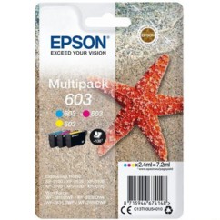 Pack de 3 cartouches originales Epson série 603 CMJ (cyan, magenta, jaune) de la gamme étoile de mer pour imprimantes Epson Expression Home et Epson WorkForce