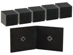50 Boîtiers range-CD doubles ultra-fins 7mm - noirs