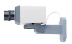 Caméra de surveillance factice avec moteur, détecteur de mouvement et signal LED