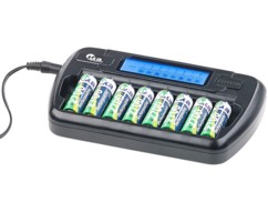 Chargeur pour 8 accus AA/AAA avec minuteur de sécurité - avec Refresh & écran