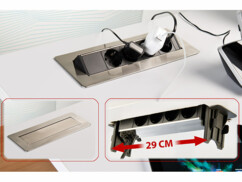 Multiprise encastrée 3500 W en acier inoxydable avec 4 prises