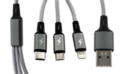Câble de chargement 3 en 1 : Micro-USB / USB-C / Lightning - 120 cm