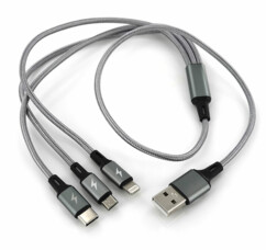 Câble de chargement 3 en 1 : Micro-USB / USB-C / Lightning - 60 cm