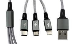 Câble de chargement 3 en 1 : compatible Micro-USB / USB-C / Lightning - 60 cm