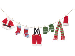 Guirlande décorative de Noël corde à linge avec mini vêtements du père Noël par Infactory 
