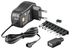 chargeur secteur 1000 ma 1a avec adaptateurs PC et USB femelle revolt