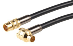 cable video coaxial male femelle pour prise antenne avec connecteur doré courbé hdtv 105db auvisio 1m