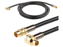 cable video coaxial male femelle pour prise antenne avec connecteur doré courbé hdtv 105db auvisio 3m