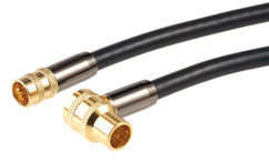 câble video coaxial satellite fiche f avec connecteur coudé quadruple blindage fiches dorées 1 m