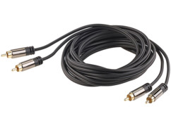 cable audio cinch male vers cinch mâle connecteurs dorés 24 carats cable en cuivre double blindage 3m