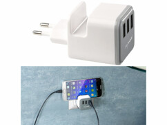 Chargeur secteur USB 3,4 A avec 3 ports et support téléphone