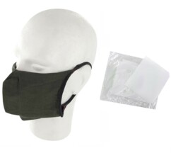 10 masques barrières lavables - Kaki - Avec filtres