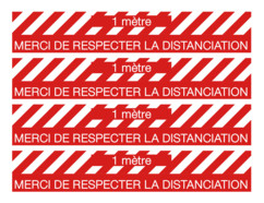 4 bandes autocollantes de distanciation