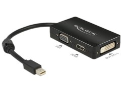 Adaptateur mini Displayport 1.1 mâle vers VGA / HDMI / DVI femelle passif noir