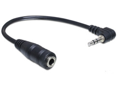 Câble jack stéréo DeLock femelle 3,5 mm vers mâle 2,5 mm coudé noir 14 cm