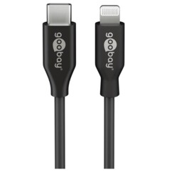 Câble USB-C vers Lightning noir de 2 m Goobay.
