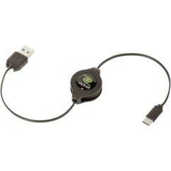 Câble USB-C vers USB-A rétractable Retrak de 80 cm.