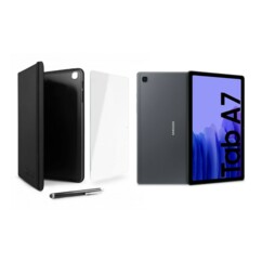 Lot comprenant une Samsung Galaxy Tab A7 wifi (2020) avec un étui, une protection en verre trempé et un stylet tactile.