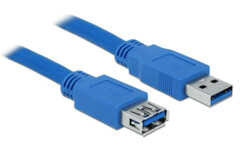Rallonge USB 3.0 DeLock câble bleu avec connecteurs mâle et femelle argentés