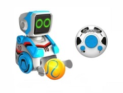 Robot Kickabot Silverlit bleu avec télécommande.