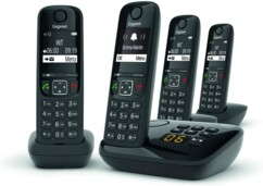 Téléphones fixes AS690A Quattro - 4 combinés - Avec répondeur - Noir
