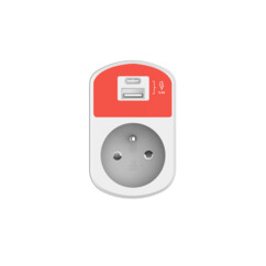 Adaptateur secteur USB-A/USB-C avec prise secteur coloris blanc et orange de la marque Mobility Lab