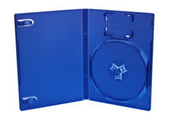 Boîtier pour jeux PlayStation 2 coloris bleu avec support CD/DVD, support carte mémoire et pince pour mode d'emploi de la marque EasyPack
