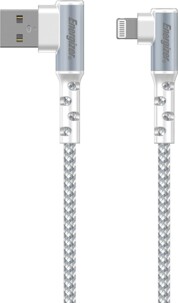 Energizer - Câble Lightning Coudé à 90° - Extra-long (2 m) - En Nylon Tressé - Idéal pour les Gamers - Blanc