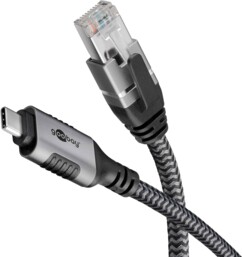 Câble réseau USB-C 3.1 vers RJ45 cat. 6 FTP 1,5 m de la marque Goobay