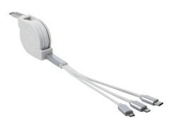 Câble rétractable USB-C vers USB-C/Lightning/Micro-B réglable jusqu'à 98 cm de la marque DeLock