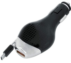 Chargeur Allume-cigare 3 En 1 USB-C Rétractable 75W - PD 30W + USB-A 22,5W + Câble - Pour IPhone, Samsung, Huawei, Tablettes