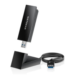 Clé wifi 6/6E USB Nighthawk AXE3000 (A8000) avec support et câble d'alimentation coloris noir de la marque Netgear