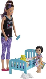 baby-sitter poupée Barbie avec petite fille et son lit