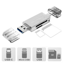Lecteur de cartes USB/USB-C pour SD/MicroSD