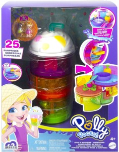 Polly Pocket Coffret Multifacettes Smoothie, mini-figurines Polly et Shani