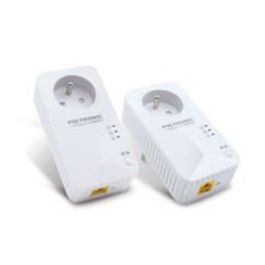 2 adaptateurs CPL netsocket Duo 600 600 Mb/s avec prise gigogne