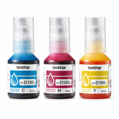 3 bouteilles d'encre originales Brother BTD180CLVAL - CMJ