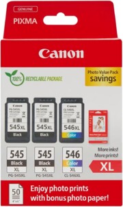 3 cartouches d’encre PG-545 x2 / CL-546 CMJN XL Photo Value Pack