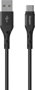 Câble USB-A vers USB-C 2 m coloris noir de la marque Energizer