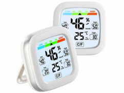 Lot de 2 thermomètre-hygromètres avec affichage des prévisions et de l'indice de confort.