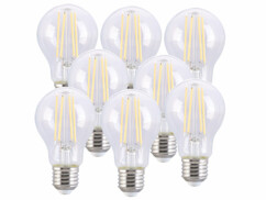 8 ampoules LED à filament E27 - 7,2 W - 806 lm - Blanc chaud Luminea